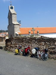 Our bikes by the church in Atenor