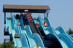 Gina and Steedley on the water slide