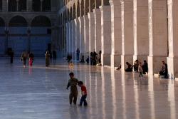 Children playing in a mosque