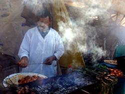 Kebabs on the grill in Zagora's souk