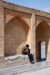 This man is always playing his recorder on the bridge in Esfahan