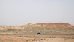 Trucks in a dry landscape