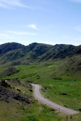 Looking down into a green valley