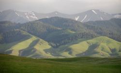 Green mountain foothills