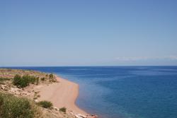 The beach on the southern shore of Issyk-Kul