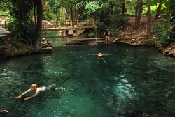 Swimming in a natural spring near Khao Yai