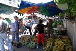 Buying bananas at the market