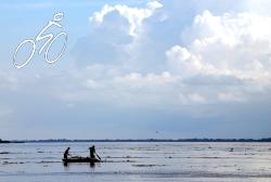 Father and son fishing on the Mekong