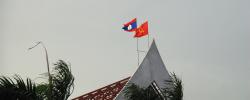 Lao flag and the Communist flag