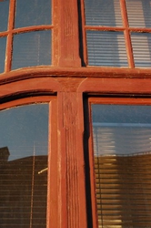 A close up of one of the windows of the restaurant