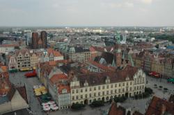 The view of Wroclaw as seen from the bell tower of a church