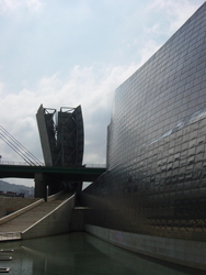 Outside, the Guggenheim sits right on the river that flows through Bilbao.