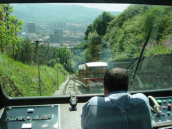 Going back down the funicular.