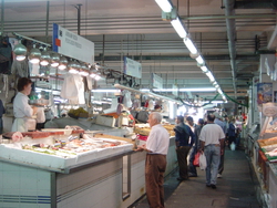 Back in Bilbao on the last day, this is the fish part of the food market -- Europe's biggest covered market. What you see here i