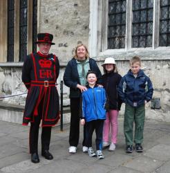 Kids and Rose with the Beefeater