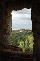 The view through the window of a fort in Setubal.