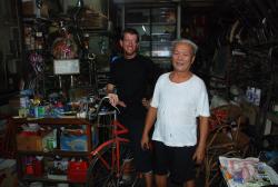 This fellow collects, repairs and sells antique bikes