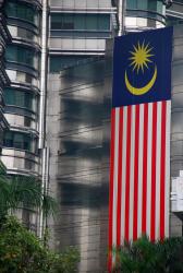 Malaysian flag hanging on the towers
