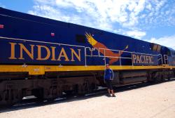 Andrew by the Indian Pacific engine