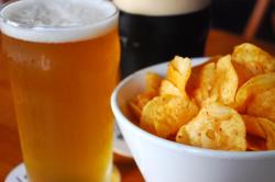 Beer and chips at the Lord Nelson