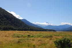 Mountains in the distance as we climb the Haast Pass