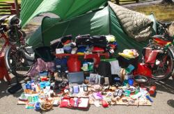 All our stuff, piled up in front of the tent. Whoa!