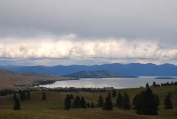 We come to a crest overlooking Flathead Lake