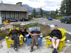 Relaxing on the deck chairs in Jasper