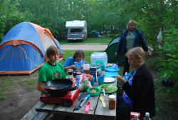 Supper time at the campsite in Manitou Lake