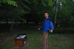 Andrew starting the fire
