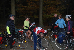 Andrew gets a flat and everyone stops to help.