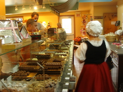 Inside the chocolate shop, which is near Mont Sainte Hilare