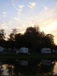 First night camping, beautiful sunset