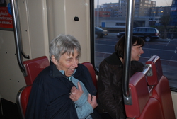 Emily and Sue on the tram