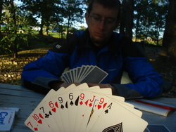 Playing cards in St Jean Port Joli