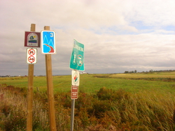 Signs for the rail trail, from Sackville NB