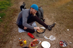Chef Andrew at work at our campsite