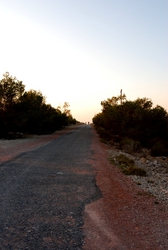 The straight road down from the lighthouse