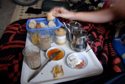Breakfast was in bed on this day, not on the terrace!